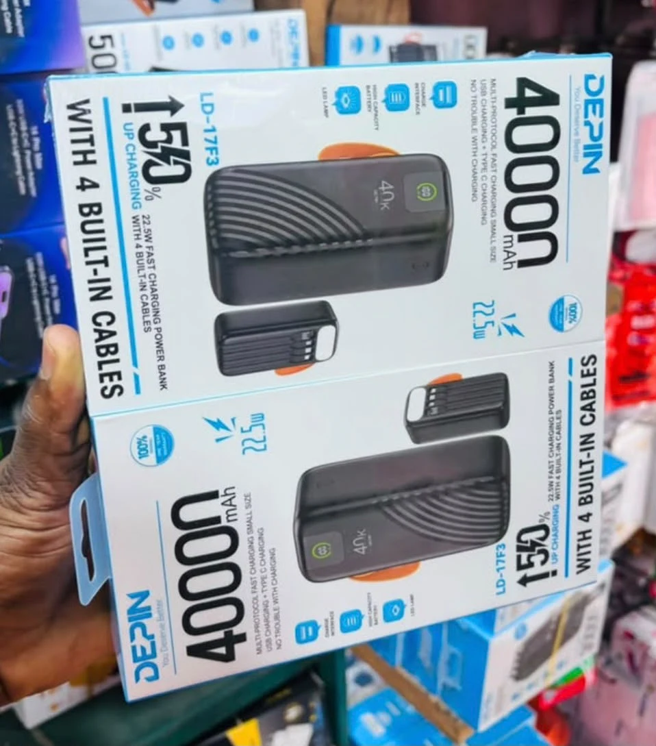 Power Bank DEPIN 40000 mAh - Charge Rapide 22.5W avec 4 Câbles